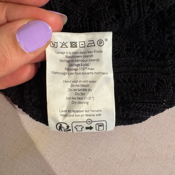 Sézane Black Milane Top Button Down Crochet Shirt - Picture 6 of 6